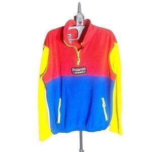 VTG Polarid Mens Fleece‎ Pullover Quarter Zip Colorblock Sz M Primary Colors 90s